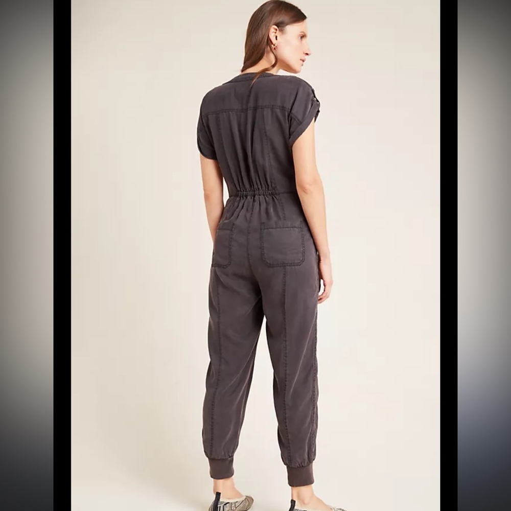 Anthropologie Women’s Huxley Utility Jogger Jumpsuit Black Size 12 - Picture 2 of 9